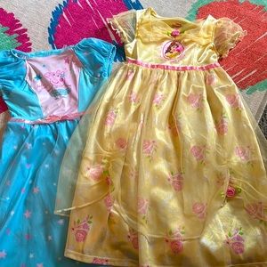 Peppa pig and Belle toddler girls pajamas/play dress